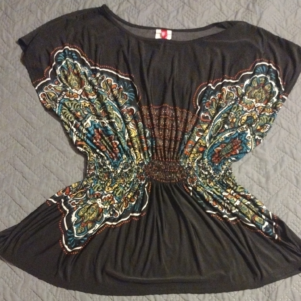 Elegant Black Paisley Women's Top​​
